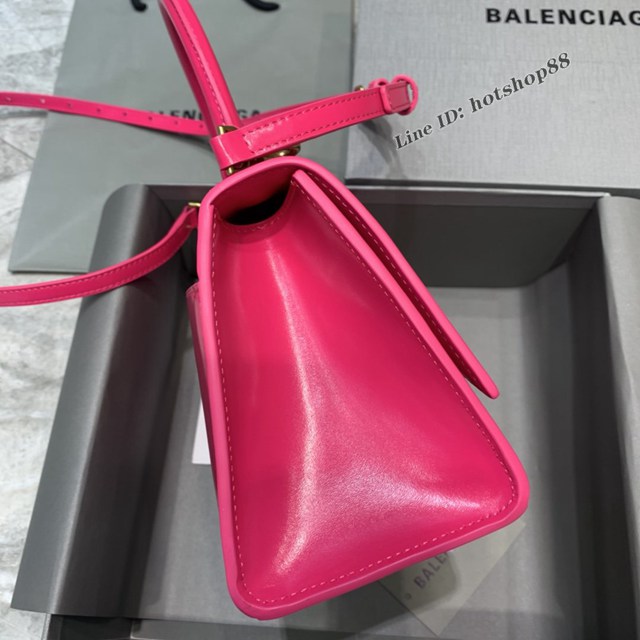 Balenciaga專櫃新款小號手提肩背女包原單沙漏包 巴黎世家平紋玫紅金扣沙漏包 fyj1409